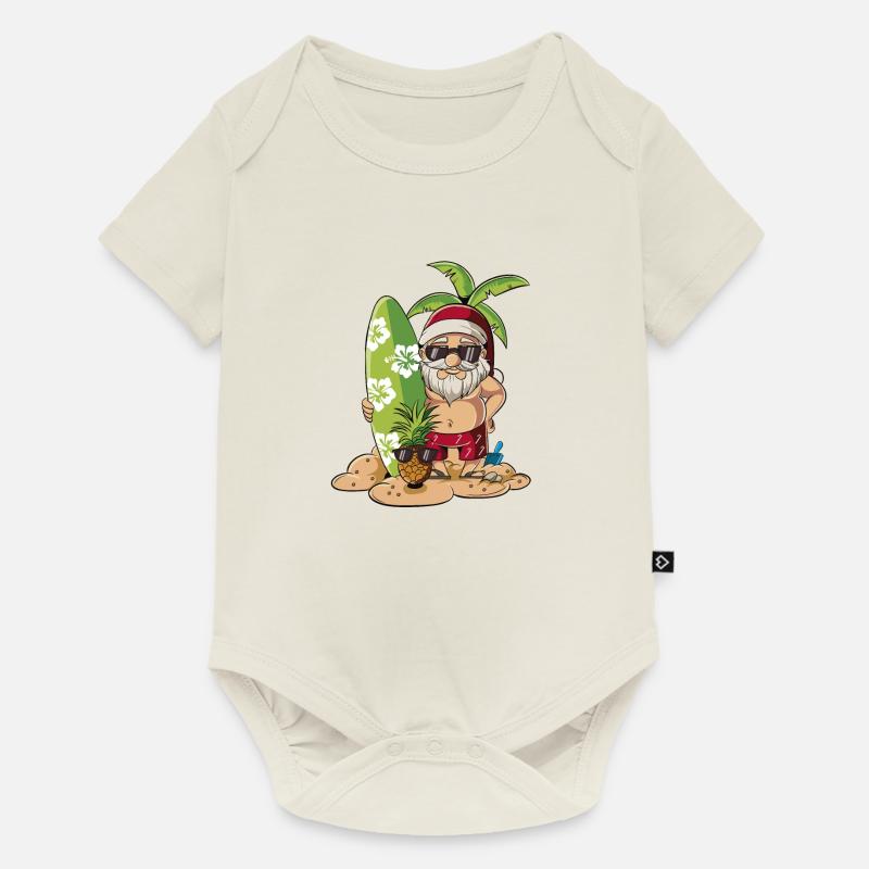 Weihnachtsmann Comic Weihnachten am Strand - Baby Premium Kurzarmbody - Naturweiß