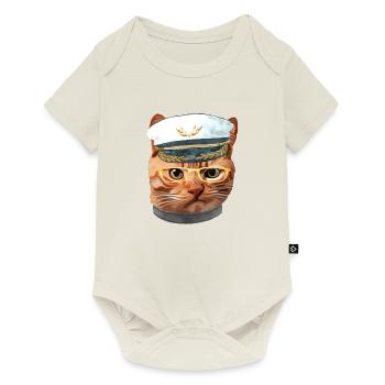 Cat Kitty Kitten In Clothes Yellow Glasses Captain - Baby Premium short-sleeve bodysuit - off white - Front