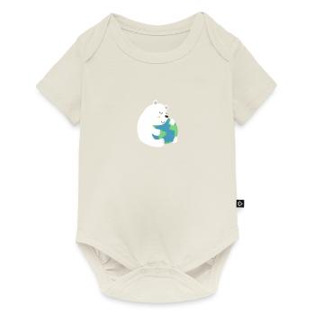 Polar bear hugs world globe | Earth Day | mother Earth - Baby Premium short-sleeve bodysuit - off white - Front