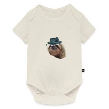 Sloth Black Glasses gangster hat Sloths In Clothes - Baby Premium short-sleeve bodysuit - off white - Front