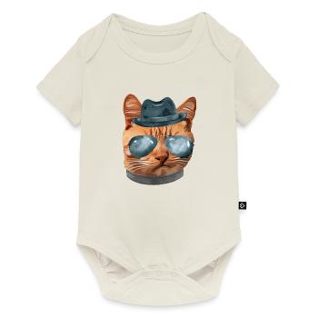 Cat Kitty Kitten In Clothes Aviators Gangster Hat - Baby Premium short-sleeve bodysuit - off white - Front