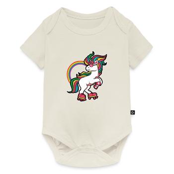 Roller Girl Rollerblades Patins Licorne Cadeau - Body à manches courtes Premium Bébé - blanc cassé - Devant