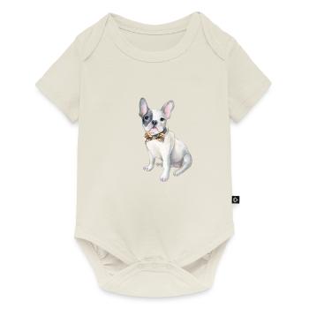Frenchie French Bulldog plaid bowtie Dogs In - Baby Premium short-sleeve bodysuit - off white - Front