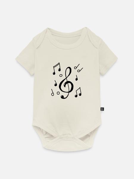 Musiknoten - Baby Premium Kurzarmbody - Naturweiß