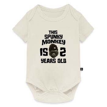 spunky monkey 2ter geburtstag - Baby Premium Kurzarmbody - Naturweiß - Vorne