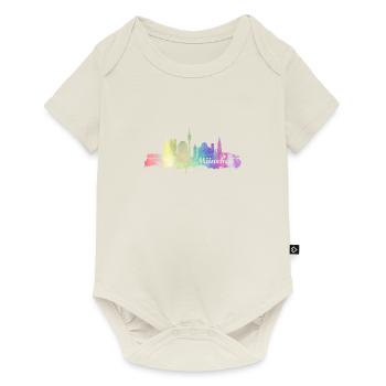 Munich Skyline Watercolor Shirt - Baby Premium short-sleeve bodysuit - off white - Front