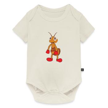 Funny cartoon ant with boxing gloves - Baby Premium short-sleeve bodysuit - off white - Front