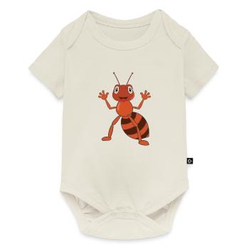 Funny cartoon ant is waving - Baby Premium short-sleeve bodysuit - off white - Front