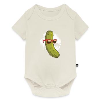 Gurke mit Sonnenbrille Essen Food Nahrung - Baby Premium Kurzarmbody - Naturweiß - Vorne