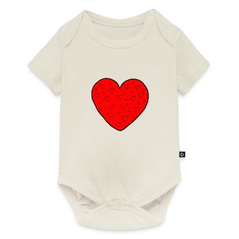 Grand coeur avec cadeau haut coeurs - Body à manches courtes Premium Bébé - blanc cassé - Devant
