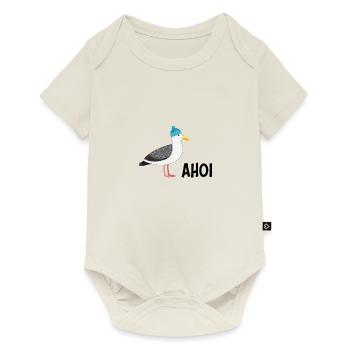 Ahoi mouette avec bonnet de caniche nord oiseau cool - Body à manches courtes Premium Bébé - blanc cassé - Devant