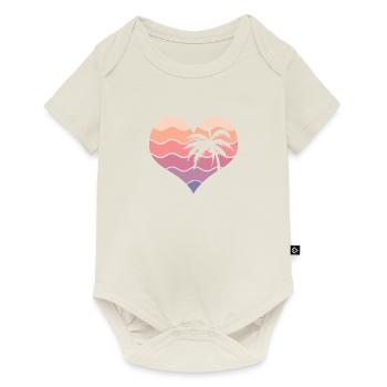 Logo coeur de vagues de palmier de surfeur - Body à manches courtes Premium Bébé - blanc cassé - Devant