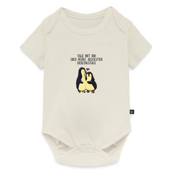 Pingouin amoureux du cadeau de bonheur de couple - Body à manches courtes Premium Bébé - blanc cassé - Devant
