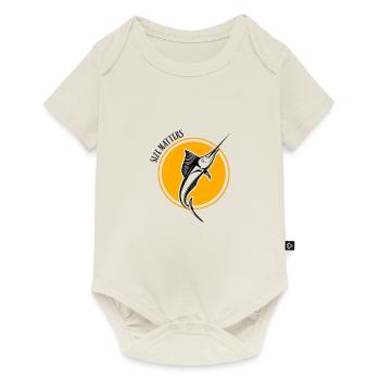 size matters fishing, fish, fly fishing, pike - Baby Premium short-sleeve bodysuit - off white - Front