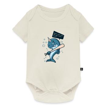 Cooles Hai Wal Fisch Baseball Comic Narwal Spieler - Baby Premium Kurzarmbody - Naturweiß - Vorne