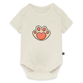 Chat patte Print coeur cadeau - Body à manches courtes Premium Bébé - blanc cassé - Devant