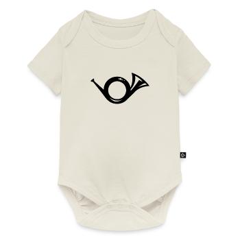 Posthorn Post Briefträger Postbote Horn Geschenk - Baby Premium Kurzarmbody - Naturweiß - Vorne