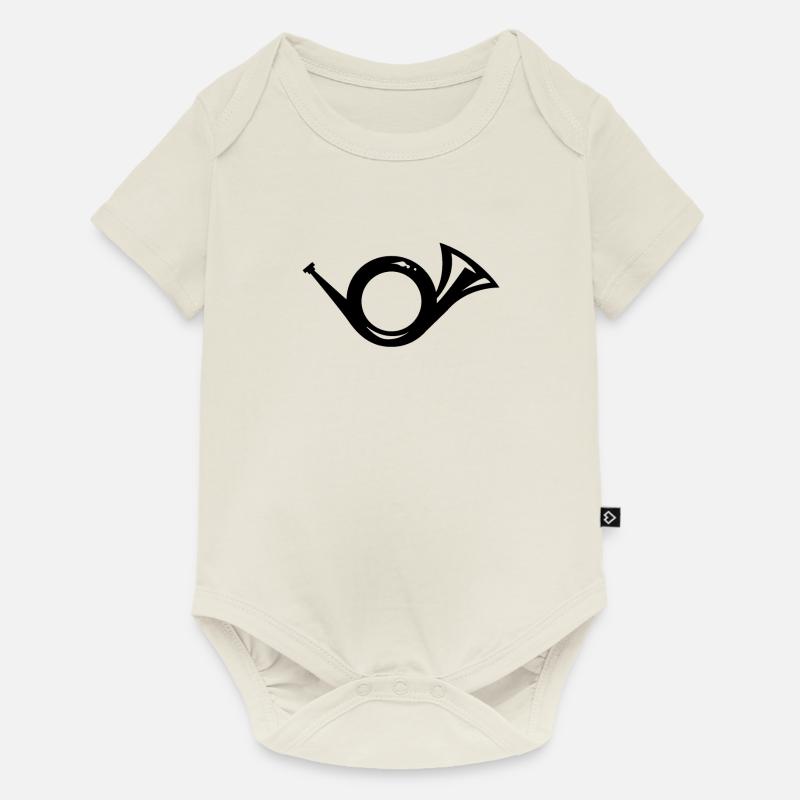Posthorn Post Briefträger Postbote Horn Geschenk - Baby Premium Kurzarmbody - Naturweiß