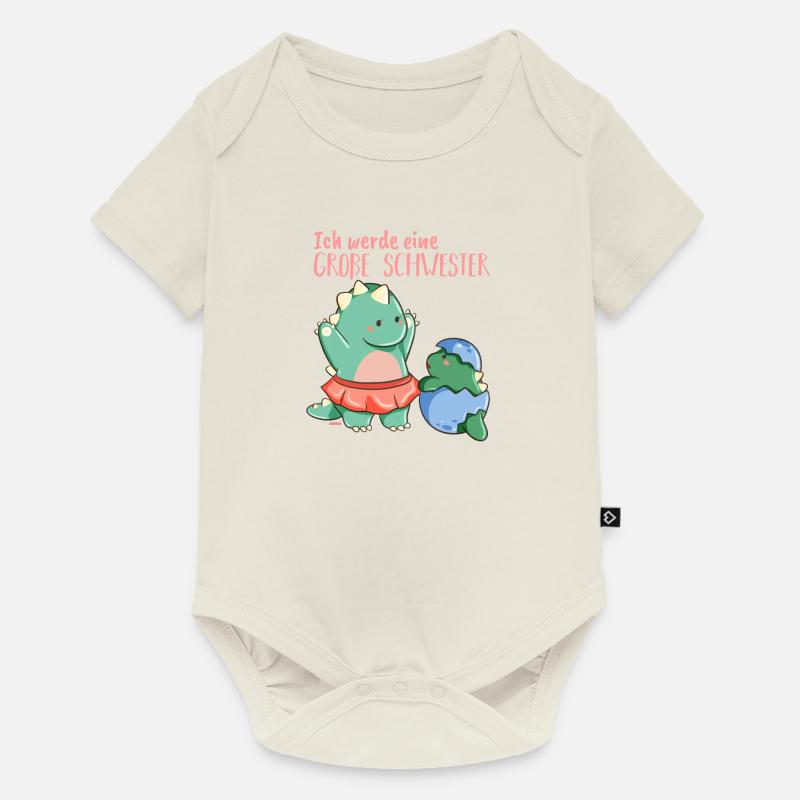 Große Schwester Dinosaurier - Baby Premium Kurzarmbody - Naturweiß