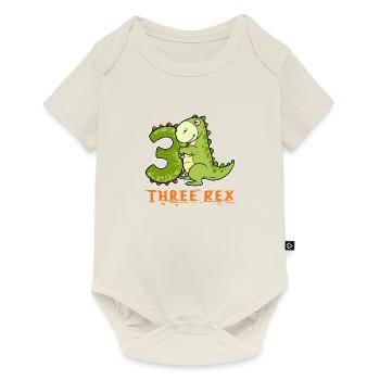 3rd Birthday 3 years T-Rex Dino Birthday Party - Baby Premium short-sleeve bodysuit - off white - Front