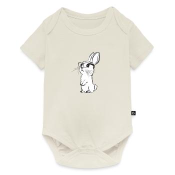 Lapin hippie lapin avec des lunettes - Body à manches courtes Premium Bébé - blanc cassé - Devant