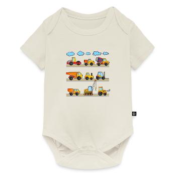 Excavator construction site vehicles boys - Baby Premium short-sleeve bodysuit - off white - Front