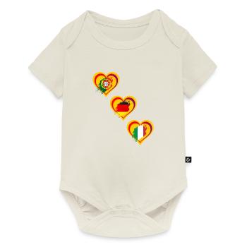 Heart Flags Love Germany, Portugal, Italy - Baby Premium short-sleeve bodysuit - off white - Front