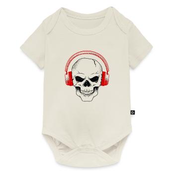 casque de musique Dj Skull Hardrock Techno House - Body à manches courtes Premium Bébé - blanc cassé - Devant
