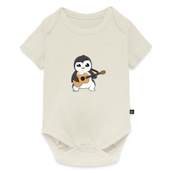 Pingouin Guitare Guitariste Musicien Instrument de Musique - Body à manches courtes Premium Bébé - blanc cassé - Devant