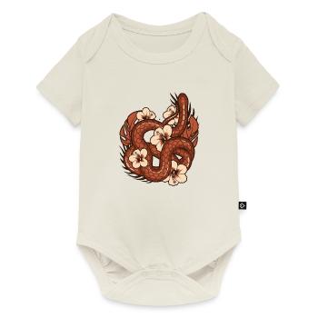 Snake Jungle Tropical snake hibiscus - Baby Premium short-sleeve bodysuit - off white - Front