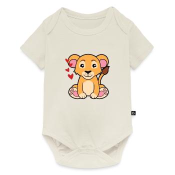 kleiner süßer Baby Löwe Löwin - Baby Premium Kurzarmbody - Naturweiß - Vorne