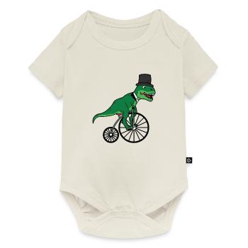 T-Rex on bike Dino - Baby Premium short-sleeve bodysuit - off white - Front