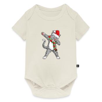 Dabbing Christmas Cat - Body à manches courtes Premium Bébé - blanc cassé - Devant