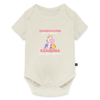 Grand-mère, super-grand-mère, licorne, coudre, coudre, petits-enfants - Body à manches courtes Premium Bébé - blanc cassé - Devant