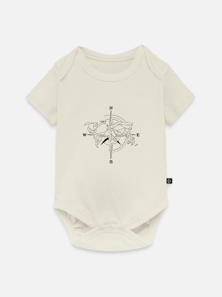 Weltkarte Kompass World map - Baby Premium Kurzarmbody - Naturweiß