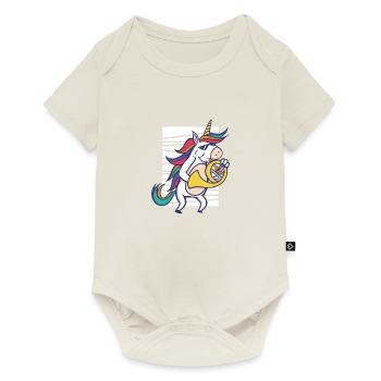 Unicorn plays french horn musical instrument - Baby Premium short-sleeve bodysuit - off white - Front