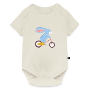 Lapin au Fahhrad Ostern Mountain Bike Cyclistes Ge - Body à manches courtes Premium Bébé - blanc cassé - Devant