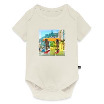 Collage art surrealism leopard car high heels - Baby Premium short-sleeve bodysuit - off white - Front