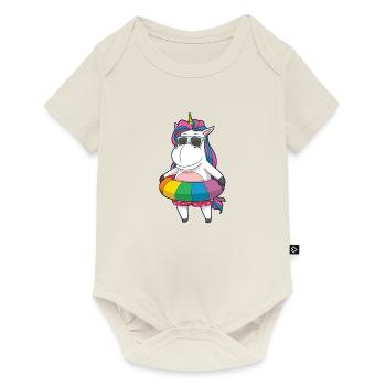 Unicorn is cool and swims - Baby Premium short-sleeve bodysuit - off white - Front
