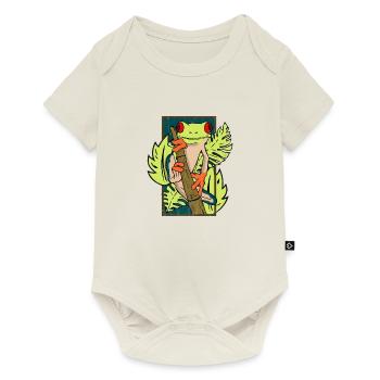 Green frog with red eyes - Baby Premium short-sleeve bodysuit - off white - Front