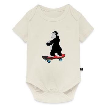 Skateboard Inliner Sport Affe - Baby Premium Kurzarmbody - Naturweiß - Vorne