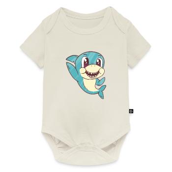 Baby blue shark - Baby Premium short-sleeve bodysuit - off white - Front