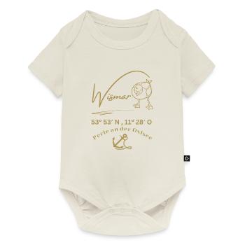 Wismar-Möwe-Anker-Ostsee-Koordinaten-Hansestadt - Baby Premium Kurzarmbody - Naturweiß - Vorne