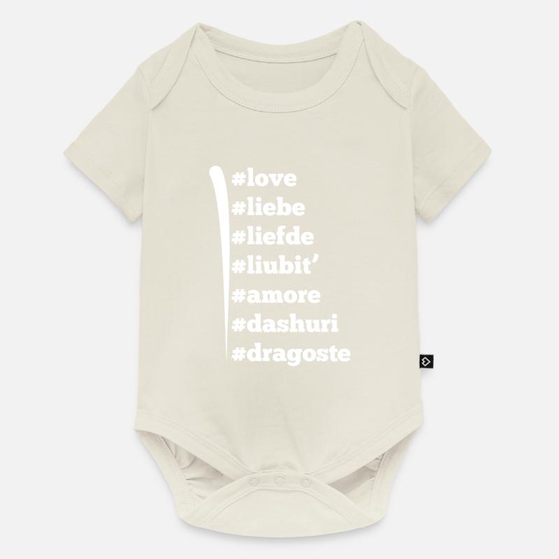 Love Amour Liefde Liubit Amore Dashuri Dragoste - Body à manches courtes Premium Bébé - blanc cassé
