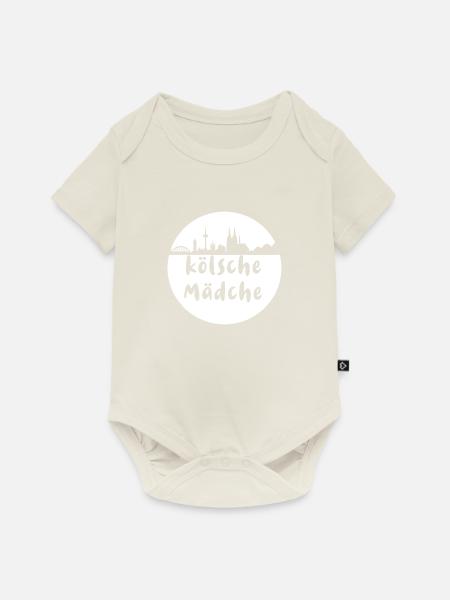 Köln, skyline,scherenschnitt,weiss,kölsche mädche - Baby Premium Kurzarmbody - Naturweiß
