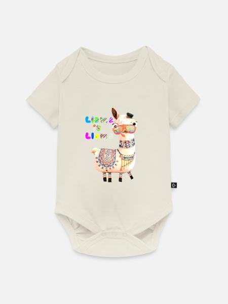 Llama,alpaka,love is live, rainbow,bunt - Baby Premium Kurzarmbody - Naturweiß