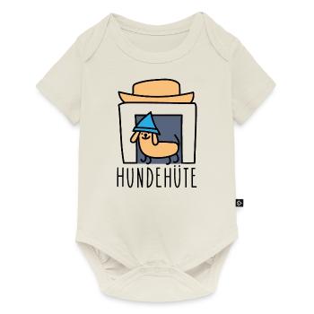 Lustige Hunde Hütte mit Hut - Baby Premium Kurzarmbody - Naturweiß - Vorne