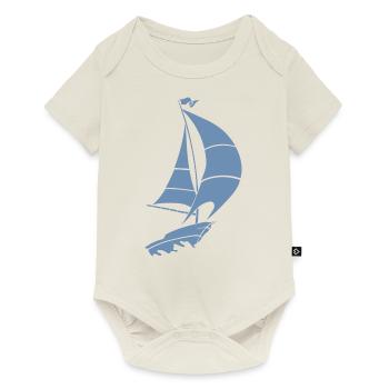Segelboot Segelyacht Meer Silhouette - Baby Premium Kurzarmbody - Naturweiß - Vorne