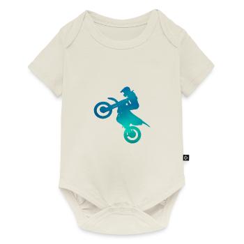 Motorradfahrer Motorrad Silhouette - Baby Premium Kurzarmbody - Naturweiß - Vorne