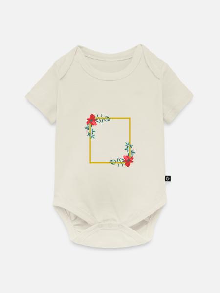 Blumen Rahmen - Baby Premium Kurzarmbody - Naturweiß